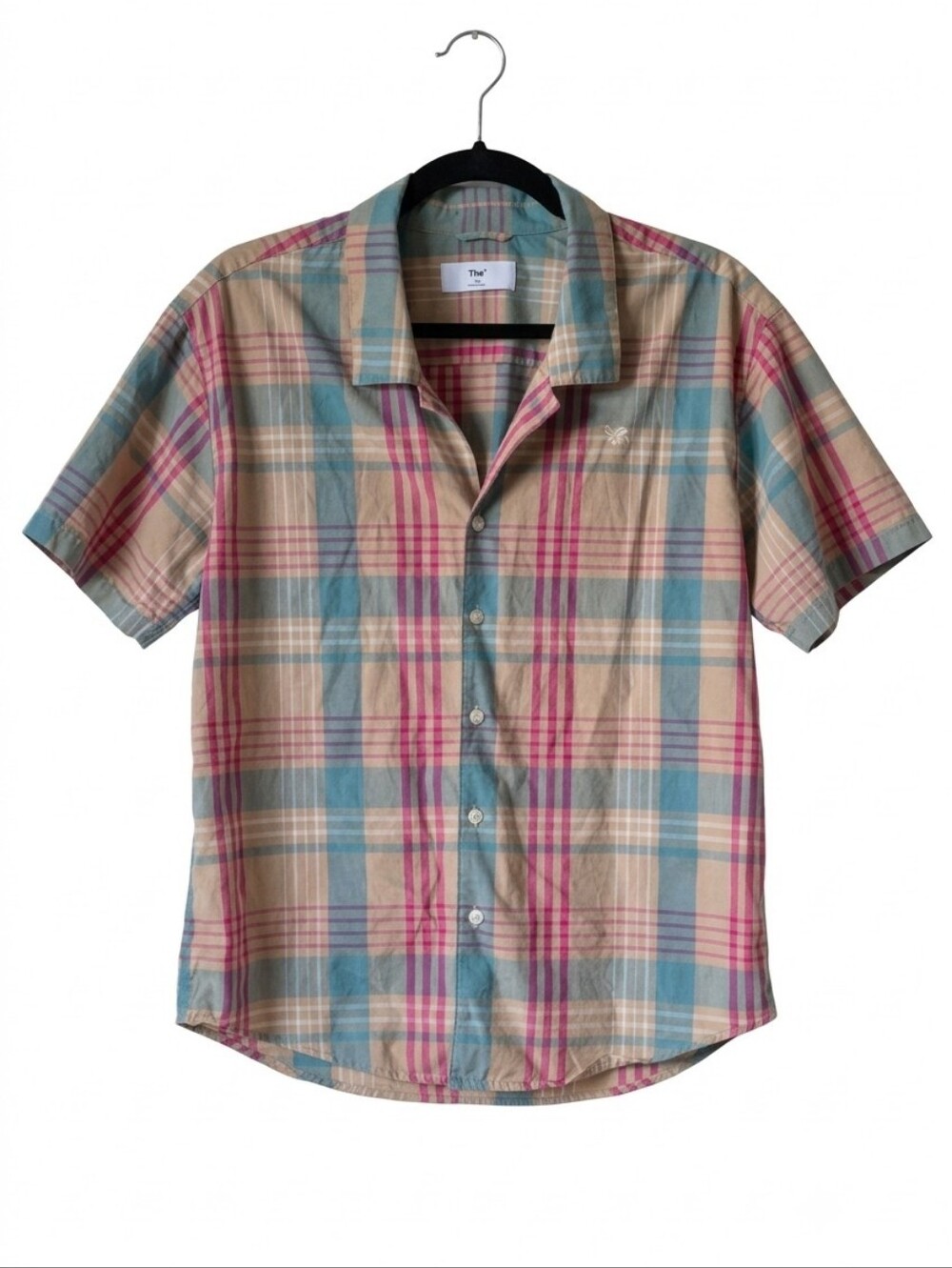 Aritzia Tna Short Sleeve Plaid Nylon Button-Down Camp Shirt XS